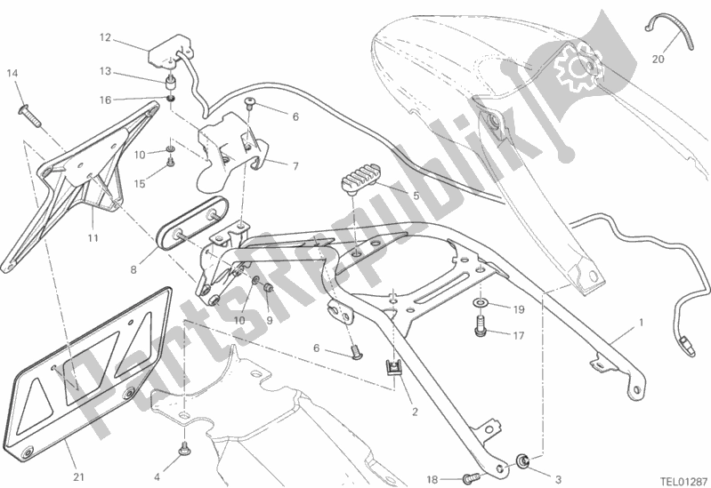 Tutte le parti per il 21a - Portatarga del Ducati Scrambler Desert Sled 803 2020